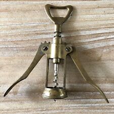 Vintage Solid Brass Corkscrew Wine Bottle Opener Winged Made in Italy Patina picture