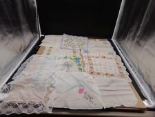 Vintage Lot Of 10 Embroidered Dresser Scarves Lace Doilies Hankies - Very Pretty picture