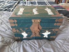 Antique Oriental Green Mother of Pearl Jewelry Box picture