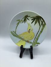 Vintage Hand Painted Porcelain Cabinet Plate Yellow Cockatiel by E. Hall 7” picture