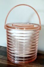 Vintage 1970s Sally Design Ice Bucket Pink Acrylic Lucite 8” h x 7 5/8