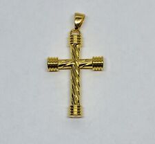 Modern Style Religious Crucifix Cross Pendant 1.75”  Gold Tone Art Decor 20 picture