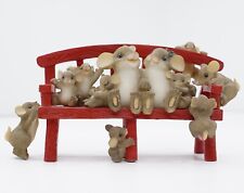 Charming Tails 89/374 We're One Big Happy Family Rare 2009 Enesco Red Bench picture