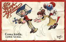 Dwig Leap Year Spinster Chases Bachelor Trying to Fly Away Fantasy c1910 PC picture