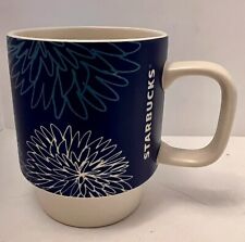 Starbucks 2016 Blue Floral Flower Matte Stoneware Coffee Mug Tea Cup picture