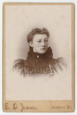 Antique c1880s Cabinet Card Beautiful Young Woman Wearing Glasses Allentown, PA picture