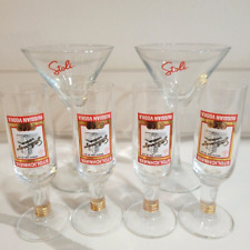 Set of 2 Stoli 5 oz Retro Martini & Set of 4 Footed Upside Down Shot Glasses picture