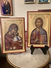 Christ & Theotokos Orthodox Christian Legacy Icons Set 12x8 picture