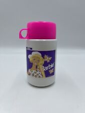 Vtg. 1995 Barbie Plastic Thermos Butterflies & Pink Cup 90's RETRO Kids Lunchbox picture