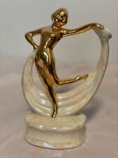 Art Deco 22kt Gold Women Dancer Figurine Lusterware Fleetwood China MCM picture