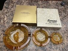 MCM Soreno Amber Glass Nesting Ashtrays Set Of 3 Anchor Hocking 1966-1970 picture