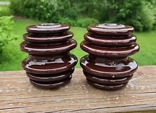 Vintage Brown Glazed Ceramic Porcelain Spool Insulator Pair Of TWO (2) picture