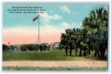 Savannah Georgia Postcard Parade Ground Fort Screven Morning Evening Gun c1910 picture