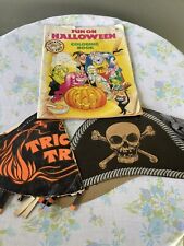 Vintage Halloween Decorations Coloring Book And Two Party Hats picture