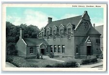 Gardiner Maine ME Postcard Public Library Building Exterior Scene 1942 Vintage picture