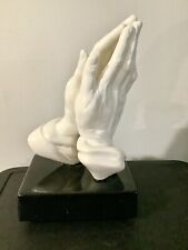 Vintage 1970s Atlantic Mold Ceramic Pottery Praying Hands Sculpture, White,  10