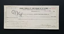 1911 Chicago, Peoria & St Louis Railway Co. Of Illinois Antique CANCELLED CHECK picture