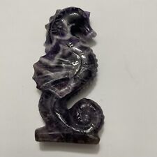 Large 1 Lb. Chevron Amethyst Seahorse, Hand Carved. Stunning picture