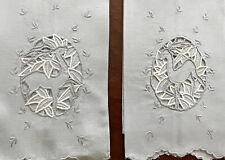Vtg Madeira Dove Gray Embroidered Cutwork DEER Motif Linen Fingertip Towels picture