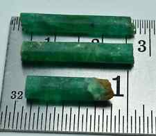 Natural Green Color Elongated Three Pieces Emerald Crystal Lot 10.70 Carat picture