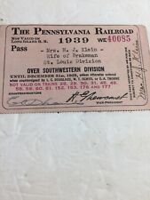 Vintage 1939 Pennsylvania Railroad Pass . Southwestern Division picture