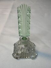Vtg Czechoslovakia Cut Glass Perfume Uranium, Vaseline Glass, Dauber Art Deco picture