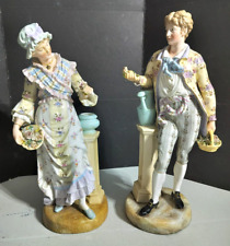 Antique German Meissen Style Porcelain Figurine Couple, 17