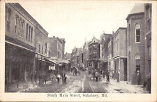 SOUTH MAIN STREET Salisbury Maryland MD 1911 Buildings Horse Wagon Bike Postcard picture