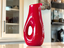 Vintage Kosta Boda Red Art Glass Pierced Hole Vase, Vicke Lindstrand Style picture
