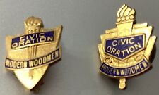 VTG lot of 2 Modern Woodmen Civic Oration pins gold tone picture