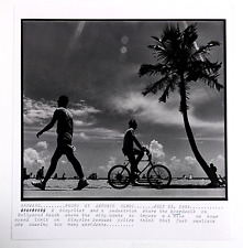 1989 Hollywood Beach Florida Boardwalk Cyclist Pedestrian Vintage Press Photo picture