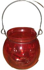 Adorable Vintage ￼Hosley Glass 3” Tall Glass Halloween ￼pumpkin￼ Pail Red Cute picture