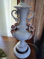 Vintage Capodimonte Porcelain Flower Table Lamp, Bronze & Gold Accents. picture