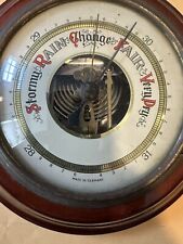 Antique German Weather Barometer -Brass And Wood-5Inch- picture