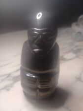 Gold Sheen Black Onyx Obsidian Stone Hand Carved Mayan Aztec Incan Figure Idol picture