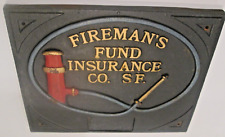 FIREMAN'S FUND: Fire Insurance Co Issued Cast Iron Plaque P- MARK/ SIGN 338-X-2V picture