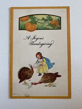 Rare 1913 Bergman NY - Thanksgiving Postcard Turkeys 1621/1, embossed.  Vintage picture