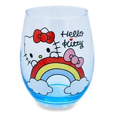 Sanrio Hello Kitty Rainbow Peek Stemless Wine Glass | Holds 20 Ounces picture