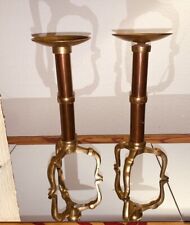 Pair Of Tall Ornate Vintage Pillar Candle Holders  picture