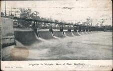 Australia 1908 Irrigation in Victoria. Weir of River Goulburn. Postcard Vintage picture