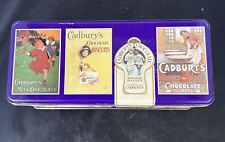 Vintage Cadbury Chocolate Biscuit Hinged Top Tin Box Bright Graphics  England  picture