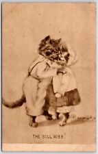 Anthropomorphic Cats Kissing The Soul Kiss Vintage Postcard UNP  picture