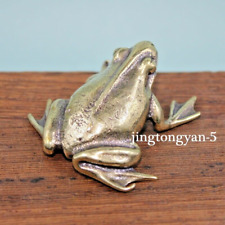 Brass Frog Figurine Statue Home Office Table Decoration Animal Figurines Toys picture