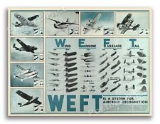 1942 WEFT Aircraft Recognition system Poster Vintage Style WW2 Print - 18x24 picture