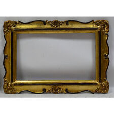 Ca.1930-1940 Old wooden frame decorative with metal leaf Internal: 17,1x10,6 in picture