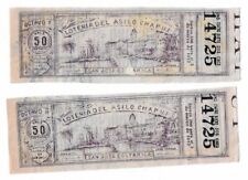 RARE 2 1912 Costa Rica Lottery Tickets 50 Centimos Antique San Jose Asilo Chapui picture