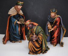 SET OF (3) VINTAGE THREE KINGS FIGURES BEAUTIFUL COLORING picture