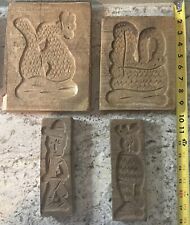 SPECULAAS Press COOKIE MOLD SPRINGERLE CARVE WOOD Man Owl Chicken/Rooster/Turkey picture