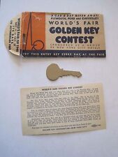 1940 World's Fair Golden Key Contest, Key, Envelope & Directions Vintage picture