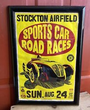 Framed 50s/60s Stockton Airfield Cali Sports Car Races Cali Poster Sign Hot Rod picture